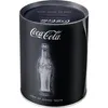 A cylindrical Coca-Cola money box with a clear bottle graphic. Produktbild-Vorschau