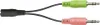 A black audio splitter cable with a female 3.5mm jack and two male 3.5mm jacks, one green and one pink. Anteprima dell’immagine prodotto