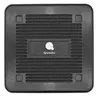 A top-down view of a black, square, foldable thermobox with a textured surface and a central logo. Produktbild-Vorschau