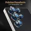 A close-up marketing image showing multiple camera lens protectors on a dark background, with text overlay. Produktbild-Vorschau