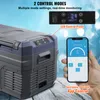A portable refrigerator is shown with a smartphone displaying its app control interface, highlighting dual control modes. Náhľad obrázku produktu