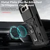 A black phone case with a ring holder is shown attached to a magnetic car mount inside a car. Produktbild-Vorschau