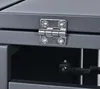 A close-up view of a metal hinge on a gray outdoor storage box. Náhľad obrázku produktu