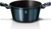 A dark blue pot with black interior and handles, shown from a front-facing diagonal angle on a white and gray gradient background. Náhled obrázku produktu