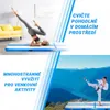 A collage showing two different uses of an inflatable air mat: one indoors for gymnastics and another outdoors for martial arts. Podgląd zdjęcia produktu
