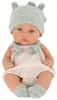 Poupée bébé, tenue grise, bonnet, bavoir, 18 cm Voir les images du produit 2