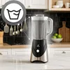 A blender is shown on a kitchen counter, with a graphic overlay indicating a feature. Produktbild-Vorschau