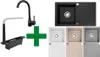A collage of kitchen sink components and color options. Produktbild-Vorschau