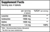 A supplement facts label showing nutritional information for BCAA + B6. Produktbild-Vorschau