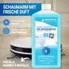 A bottle of cleaning solution for robot mops is shown next to a robot mop. Produktbild-Vorschau