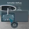 A diagram illustrating the features of a sink, focusing on drainage and material. Produktbild-Vorschau