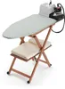 A portable ironing board with an attached steam generator and iron, set against a white background. Produktbild-Vorschau