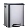 A stainless steel trash can with two compartments and a foot pedal. Podgląd zdjęcia produktu