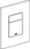 A line drawing of a flush plate with a button. Produktbild-Vorschau
