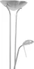 A close-up view of a modern, metallic floor lamp with two light sources. Náhľad obrázku produktu