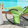 SoBuy Schaukelstuhl OGS28-GRx2 mit grüner Netzbezug und Seitentasche am Pool Náhled obrázku produktu