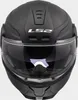 A black LS2 motorcycle helmet with a clear visor, shown from the front. Voir les images du produit