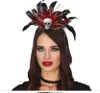 Voodoo Hexe Halloween Haarreif Mit Totenkopf Federn Produktbild-Vorschau 1