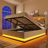 Lit rembourré hydraulique Flieks 140 x 200 cm avec LED, lit Voir les images du produit 1