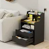 Nachttisch LED mit Steckdose,Nightstand mit 2 Schubladen Produktbild-Vorschau 2