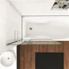 A top-down view of a bathtub and shower enclosure in a bathroom setting. Produktbild-Vorschau