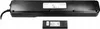 A black power strip and a smaller black remote control are shown against a white background. Produktbild-Vorschau