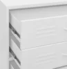 A close-up view of two drawers of a white dresser, showing the drawer slides and the ribbed detail on the drawer fronts. Náhľad obrázku produktu
