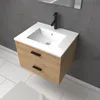 Meuble salle de bain 60 cm suspendu 2 tiroirs finition Bois Voir les images du produit 3