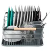 A dish drying rack filled with plates, bowls, cups, and cutlery. Produktbild-Vorschau