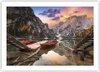 Poster - Poster ohne Rahmen - Boote Berge See - 70x50 cm - Produktbild-Vorschau 1