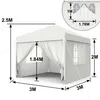 A diagram showing the dimensions of a white gazebo or party tent. Voir les images du produit
