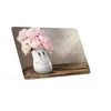 A thank you card with a vase of pink peonies and a smiling face on a wooden surface. Produktbild-Vorschau