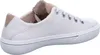 A side view of a white sneaker with tan accents. Produktbild-Vorschau