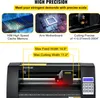 A close-up marketing image of a VEVOR vinyl cutting plotter, with feature callouts and close-up images of internal components. Produktbild-Vorschau