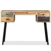A front view of a wooden desk with drawers and black metal legs, presented on a white background. Voir les images du produit