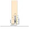 A diagram showing the installation of a door seal component with measurements. Anteprima dell’immagine prodotto