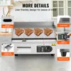 A collage of images showcasing a commercial griddle with details highlighted by orange labels. Anteprima dell’immagine prodotto