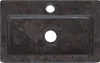 A top-down view of a dark marble sink with two holes. Náhled obrázku produktu
