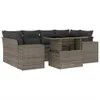 7-tlg. Garten-Sofagarnitur mit Kissen Grau Poly Rattan Produktbild-Vorschau 1