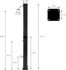 A diagram showing the dimensions of a black outdoor shower. Produktbild-Vorschau