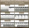 Collage of different curtain hanging options with German labels. Produktbild-Vorschau