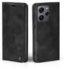 A black flip case for a smartphone is shown from two angles, front and side. Produktbild-Vorschau