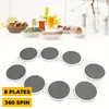 A breakfast setting with food and drinks on a table, and a rotating serving tray with multiple plates below. Anteprima dell’immagine prodotto