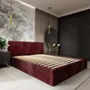 A bedroom with a burgundy upholstered bed frame and slatted base. Podgląd zdjęcia produktu