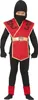 Ninja Krieger Kostüm Kinder Rot Schwarz Kapuze Gilet Produktbild-Vorschau 1
