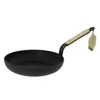 A black frying pan with a wooden handle is shown against a white background. Podgląd zdjęcia produktu
