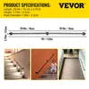 Collage showing product specifications, a diagram of the handrail, and lifestyle shots of the handrail installed on stairs and a ramp. Anteprima dell’immagine prodotto