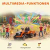 Children playing around a toy tractor with musical notes and sound effects depicted as colorful bursts. Náhľad obrázku produktu