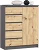 BDW - Kommode 5 Schubladen, Wohnzimmer, Flur 80x97x35, Grau Produktbild-Vorschau 2