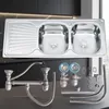 Lavello da incasso in acciaio inox 120x50 cm vasca rotonda Anteprima dell’immagine prodotto 6